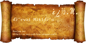 Árvai Miklós névjegykártya
