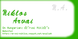 miklos arvai business card